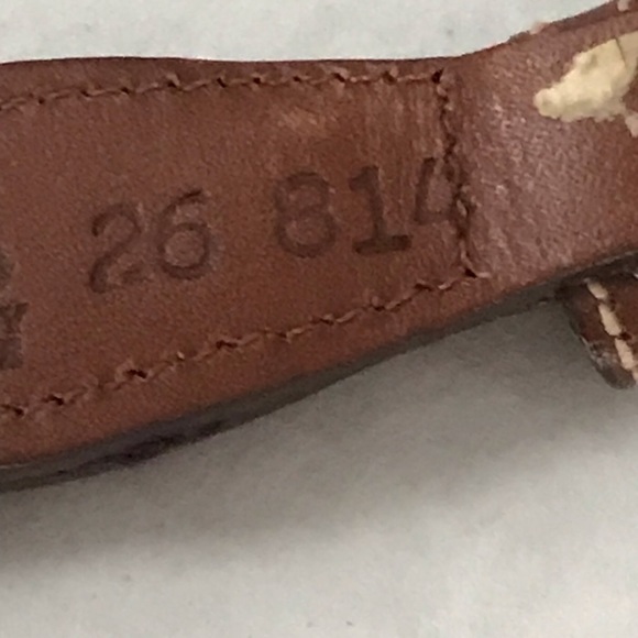 DOONEY & BOURKE Belt Leather & Canvas Navy with Green Stripe Vintage Sz 26 - Picture 6 of 14